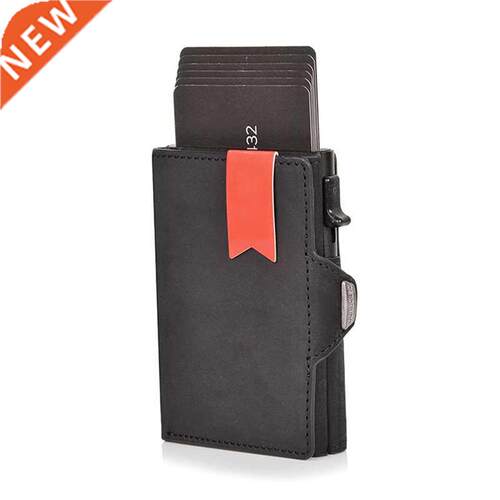 Vintage Crazy Horse Leather Men Wallets Luxury RFID Protect
