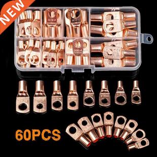 60pcs Electrical Bare Copper Lug Cable Wire Connectors Crimp