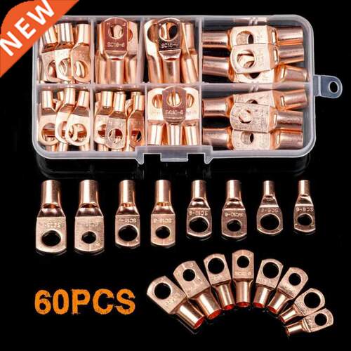 60pcs Electrical Bare Copper Lug Cable Wire Connectors Crimp