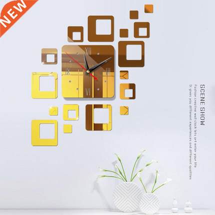 *Home Decor Acrylic Modern  Wall Clock 3D Mirror Surface