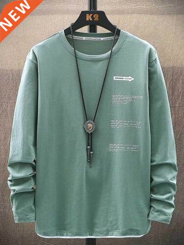 Spring Autumn New Oversized Men T-irts O-Neck Letter Print