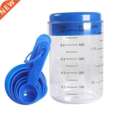 500ml With Spoons Accurate Liquid Measuring Cup Set Lid ABS