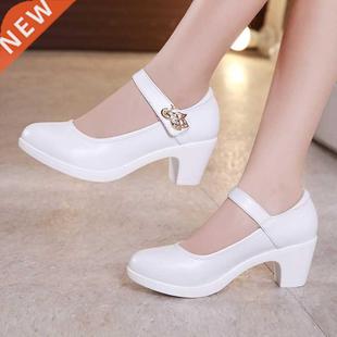 Comemore Black White Elegant Middle Heel Ladies Wedding Brid