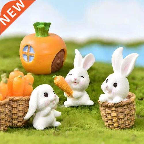 1Pcs Mini Rabbit Figurine Miniature Kawaii Cute Bunny