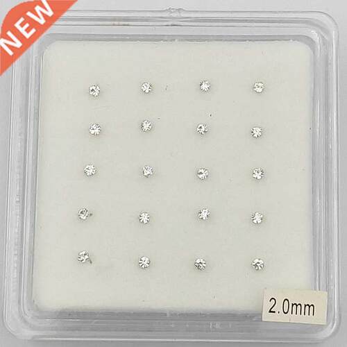 925 Sterling Silver 2mm Clear Crystal nose Stud Nose Piercin