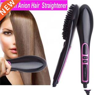 Flat Iron Hair raightener Brush Salon Comb Professional