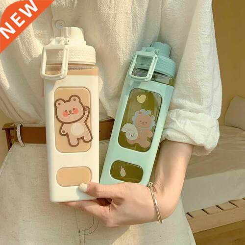 Kawaii Bear Water Bottle For Girls Cute Plaic Summer Schoo