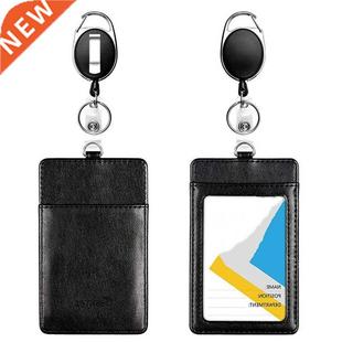 Women Men Black Card Wallet Retractable Key Chain Lanyard fo