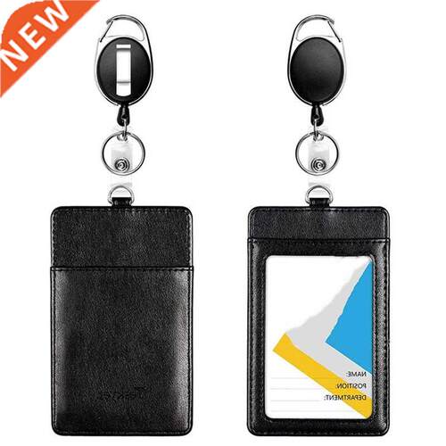 Women Men Black Card Wallet Retractable Key Chain Lanyard fo