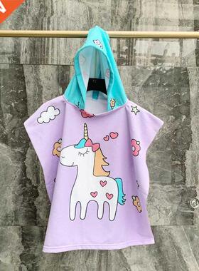 Hooded Beach Towel Baby Cape Towels Soft Poncho Kids Bathing