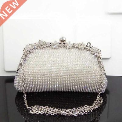 New Diamonds Chain Evening Bag Silver Wedding Bags For Bride