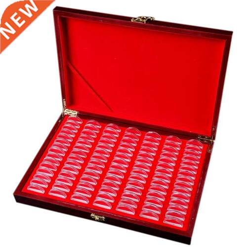 100Pcs Round Wood Coins Case Storage Holders Display Wooden
