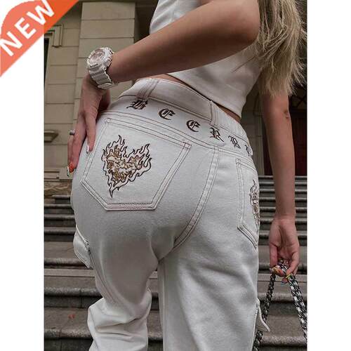 Jeans Women New Summer 2021 Korean High Waist Street Embroid