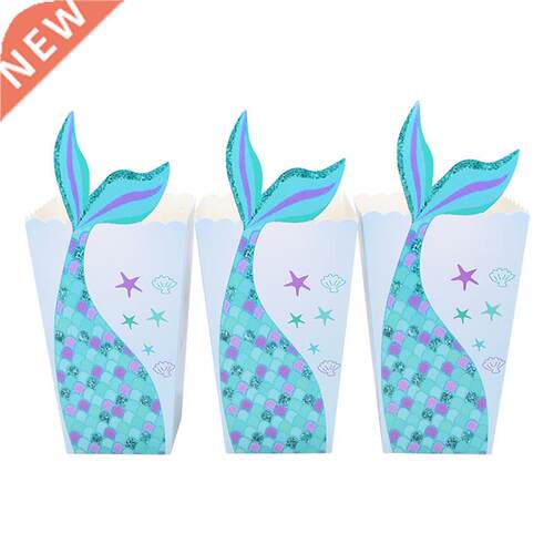10pcs/Set Mermaid Tail Unicorn Paper Gift Box Popcorn Candy