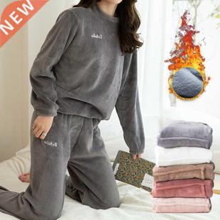 New Women's Pajama Set Warm Flannel Pajamas Sleepwear Homewe