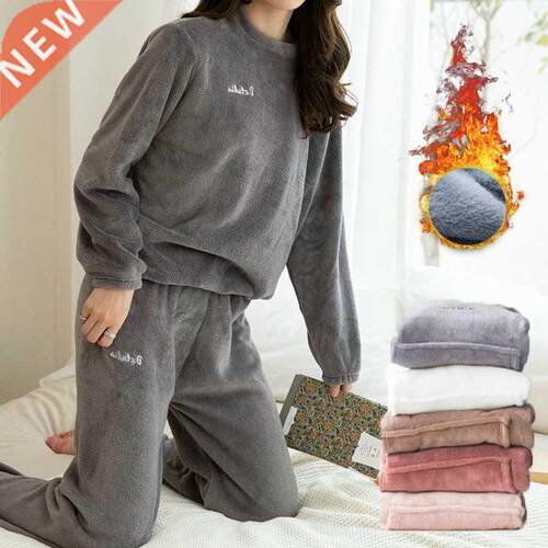 New Women's Pajama Set Warm Flannel Pajamas Sleepwear Homewe