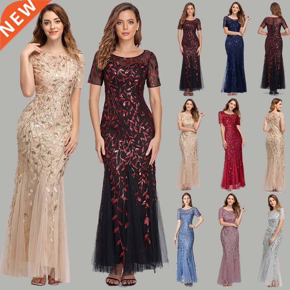 Size Evening Dresses Mermaid O Neck Short Sleeve Lace A图片