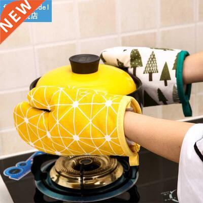 1Pc Cotton Oven Gloves Heatproof Mitten Kitchen Cooking Micr