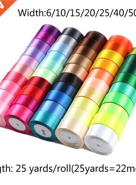 25 Yards 6/10/15/ 20/25/40/50mm Satin Ribbons  Artificial