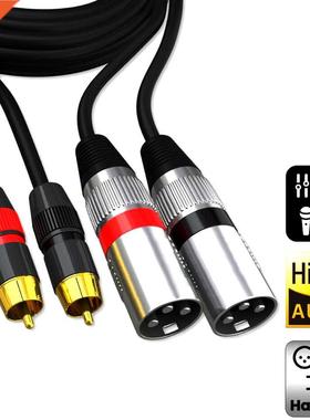 1.5m Dual XLR Male to Dual RCA Male Cable, 2 XLR Male to 2 R