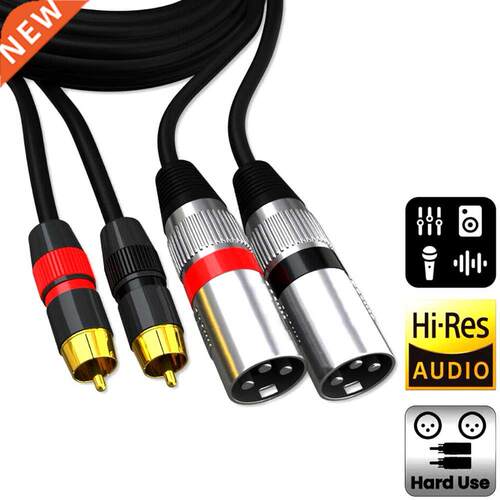 1.5m Dual XLR Male to Dual RCA Male Cable, 2 XLR Male to 2 R
