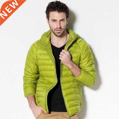 Men White Duck Down Jacket 2021 New Portable Hooded Down Coa