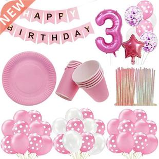 PINK MINNIE Cute Girl Birthday Happy Party Supplies Disposa