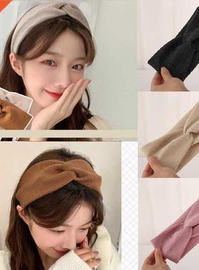 Woolen Cross Top Knot Elastic Hair Bands For Women Soft Sol