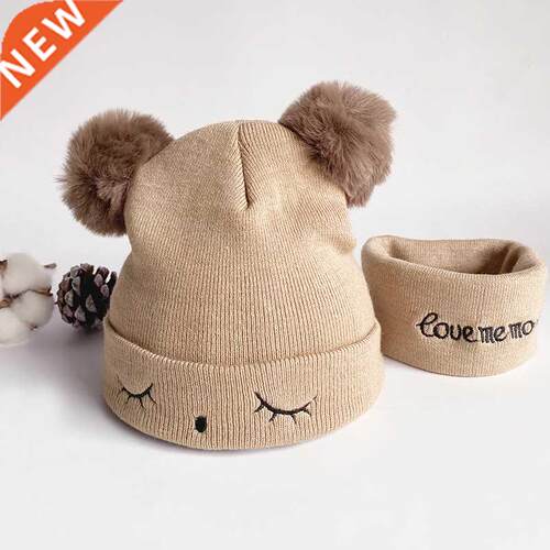 2PCS Baby Knitting Hat Cotton Ear Cap for Boys and Girls Win