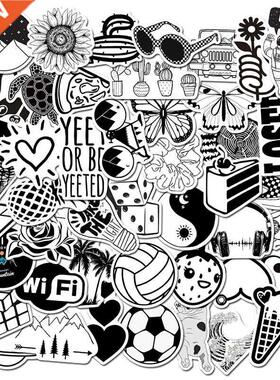 50pcs Black and White Cool DIY Stickers For Skateboard Lapt