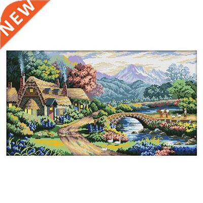Stamped Cross Stitch Kit Handmade Home Ornament - Country