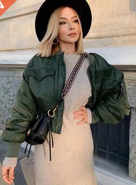 2020 stylish lady autumn winter za green short jackets women
