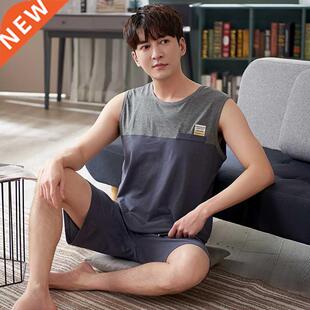 Summer Men Pyjamas Sleeveless Modal Pajamas Set Casual Sleep
