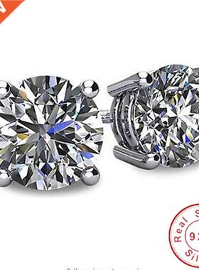 Solitaire 3ct Lab Diamond Gemstone Stud Earring 100% Real 92