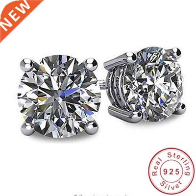 Solitaire 3ct Lab Diamond Gemstone Stud Earring 100% Real 92