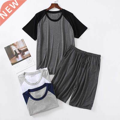 Modal Pajamas Pijama Hombre Men's Thin Loose Short-Sleeved S