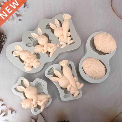New Easter Rabbit Fondant Silicone Mold Carrot Cake Decorati