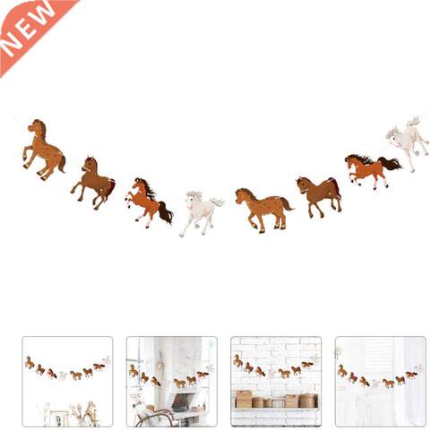 1pc Paper Banner Lovely Horse Design Hanging Banner