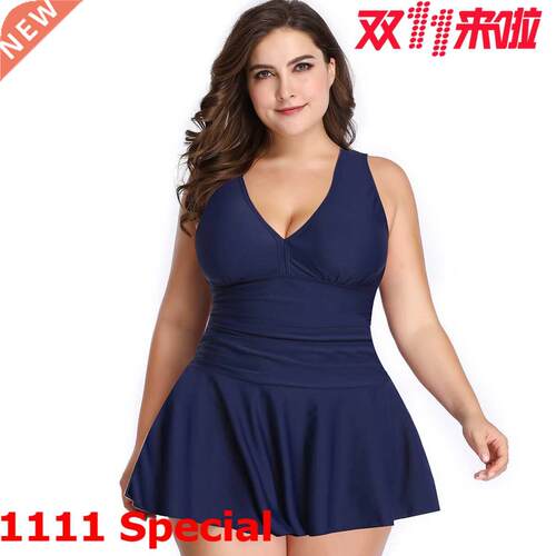 202新款欧美爆款锦纶印花分体裙式温泉大码泳衣bathing suit xl