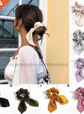 New Chiffon Bowknot Elastic Hair Bands For Women Girls Solid