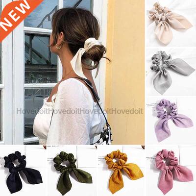 New Chiffon Bowknot Elastic Hair Bands For Women Girls Solid