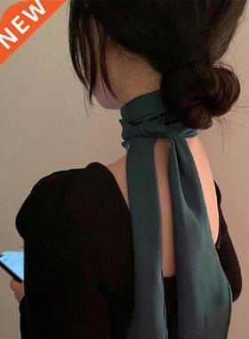 2 Pcs French Solid Color Silk Scarf Ribbon Pure Desire