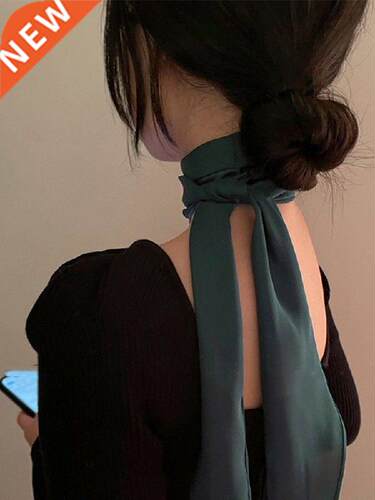 2 Pcs French Solid Color Silk Scarf Ribbon Pure Desire