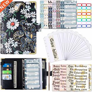 A6 PU Leather Binder Budget Planner Cash Envelopes Wallet wi