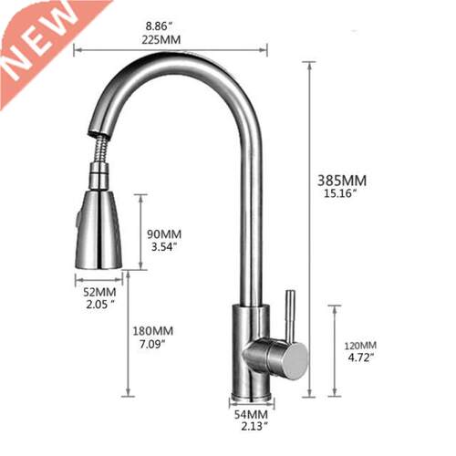 1/2 Stainless Steel Kitchen Sink Faucets with Pull Down Spr