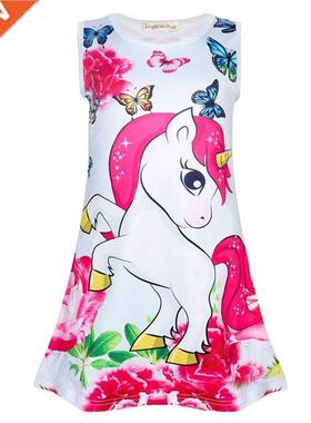 Cute Princess Dress Summer Unicorn Butterfly Cartoon Dress U