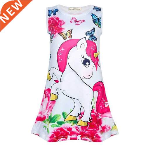 Cute Princess Dress Summer Unicorn Butterfly Cartoon Dress U