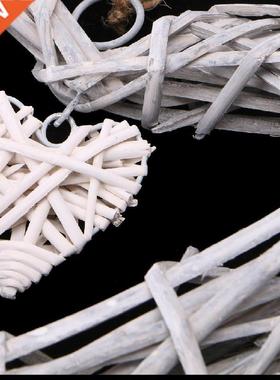 B0KB Heart Wicker Wreath Home Wall Hanging Wedding Birthday