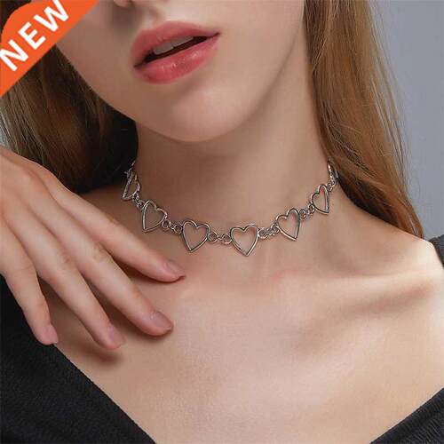 Kpop Vintage Harajuku Goth Metal Heart Neck Chains Choker Gr