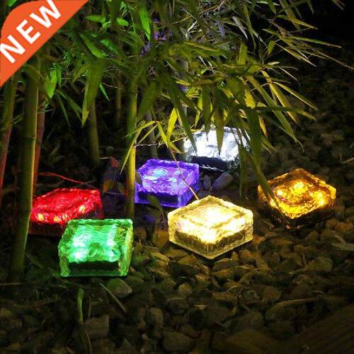 1PC Solar Ice Cube Light 4 LED Solar Glass Brick Light